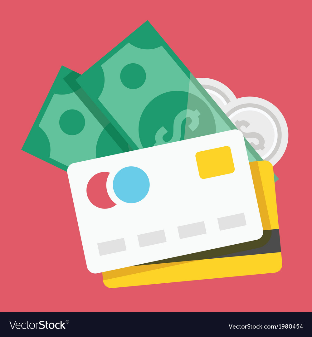 Credit cards and money icon Royalty Free Vector Image