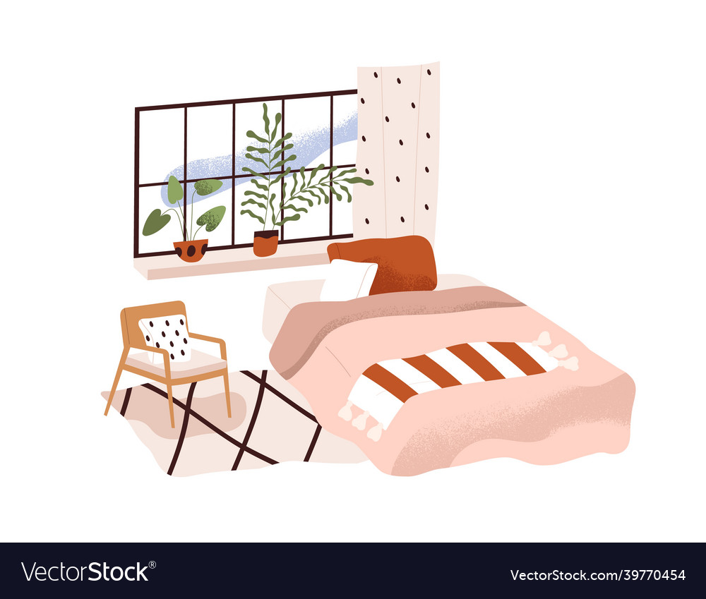Home bedroom interior design cozy empty room vector image Home bedroom interior design cozy empty room