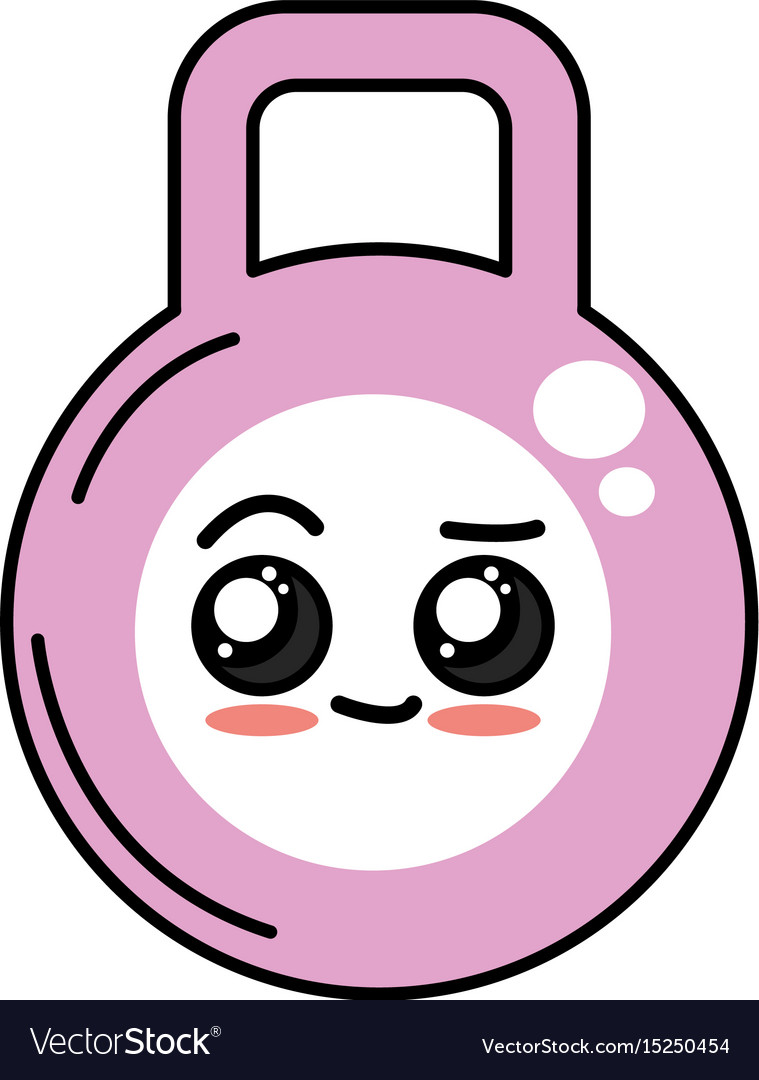 Kawaii cute happy dumbbell emoji