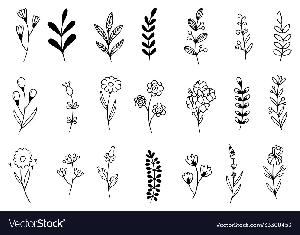 0038hand drawn flowers doodle Royalty Free Vector Image