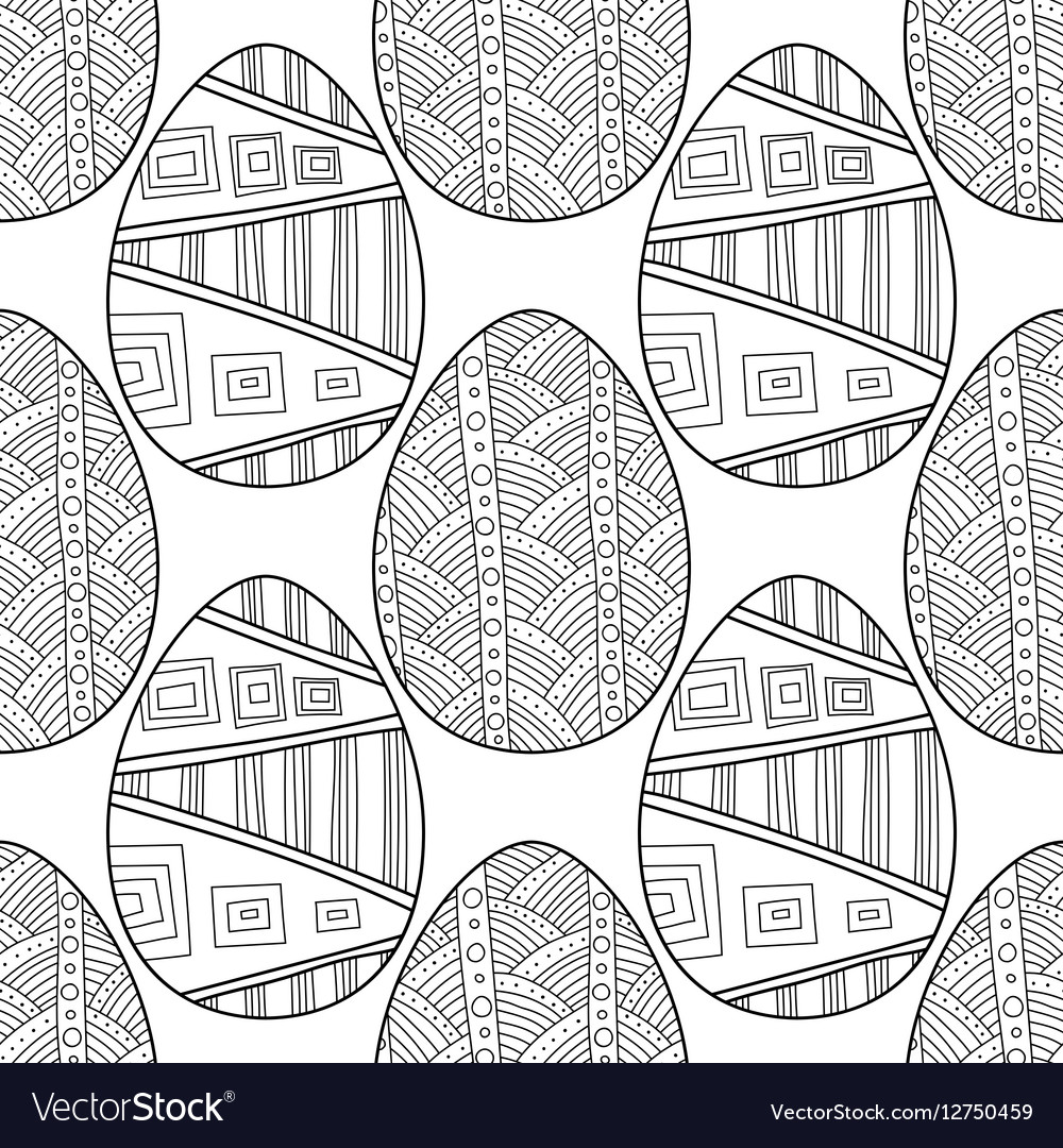 Black white seamless pattern decorative eggs Vector Image