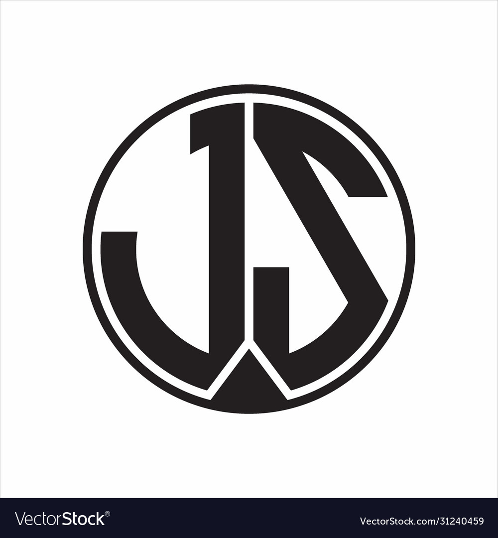 Js logo monogram circle with piece ribbon style Vector Image