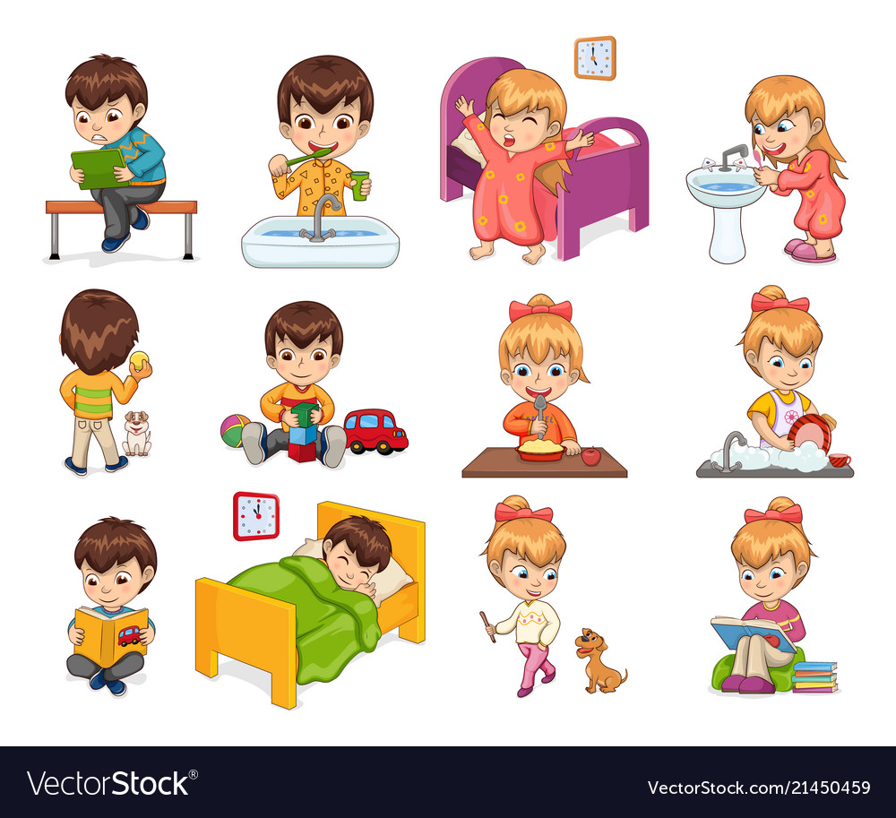 Little boy and girl collection Royalty Free Vector Image