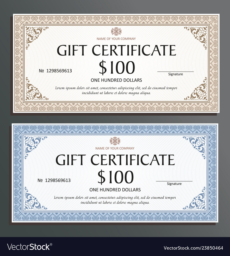 Certificate template gift voucher for your Vector Image In Company Gift Certificate Template