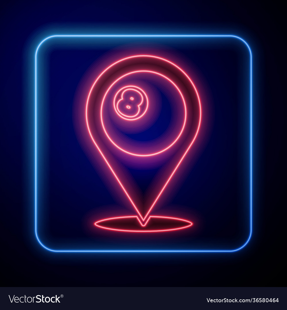 Glowing neon map pointer with billiard pool Vector Image