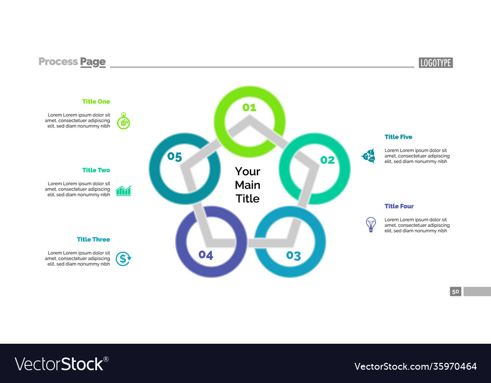 Pentagon diagram slide template Royalty Free Vector Image