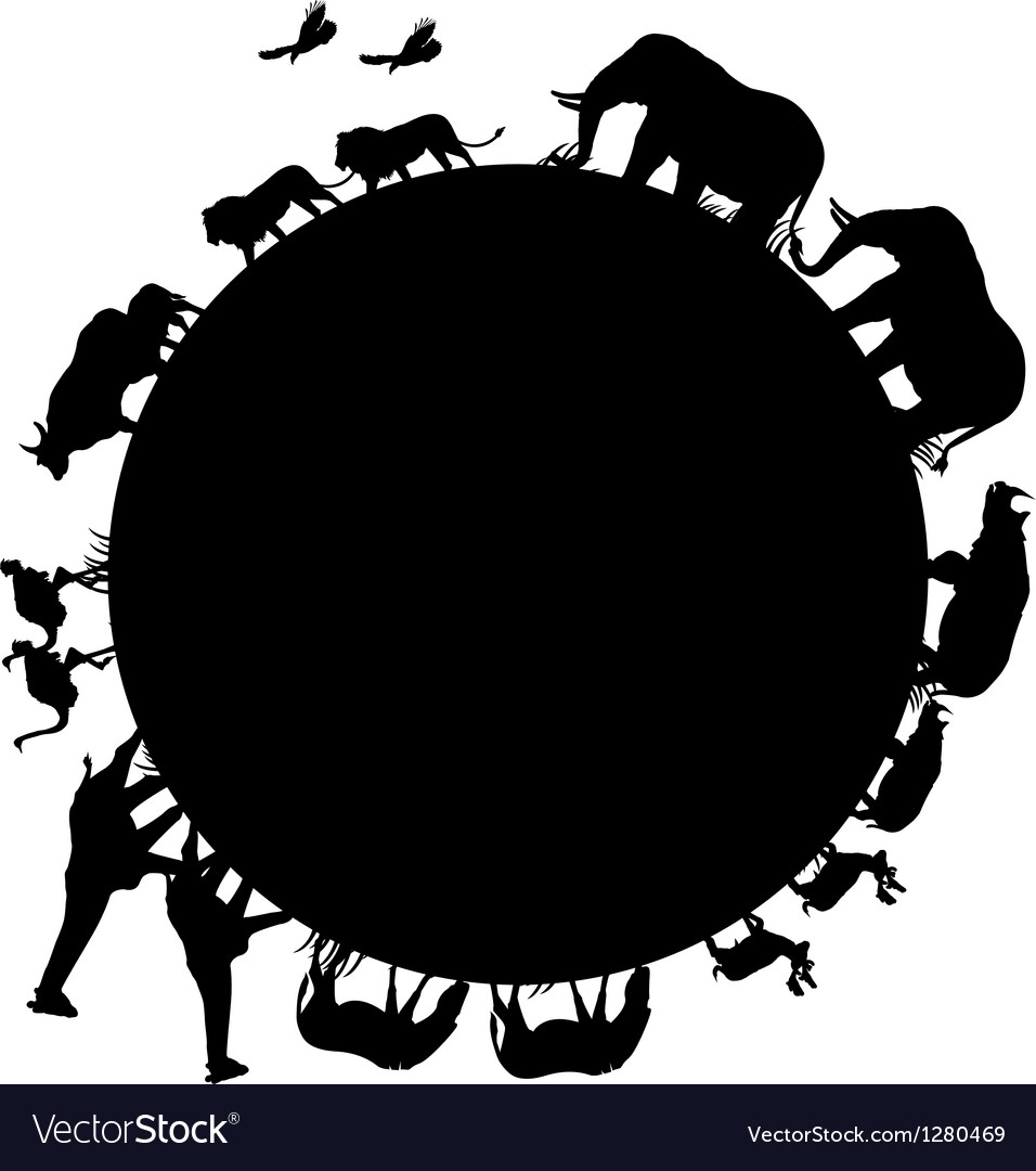 Animal silhouette and world Royalty Free Vector Image