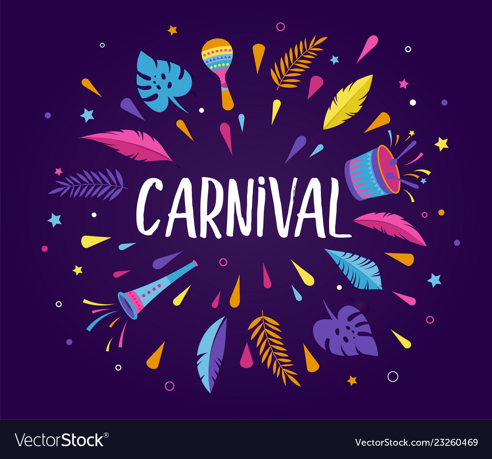 Brazilian carnival music festival masquerade Vector Image