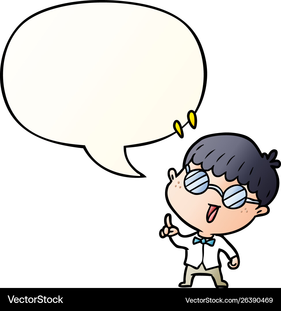 Cartoon clever boy and idea speech bubble Vector Image