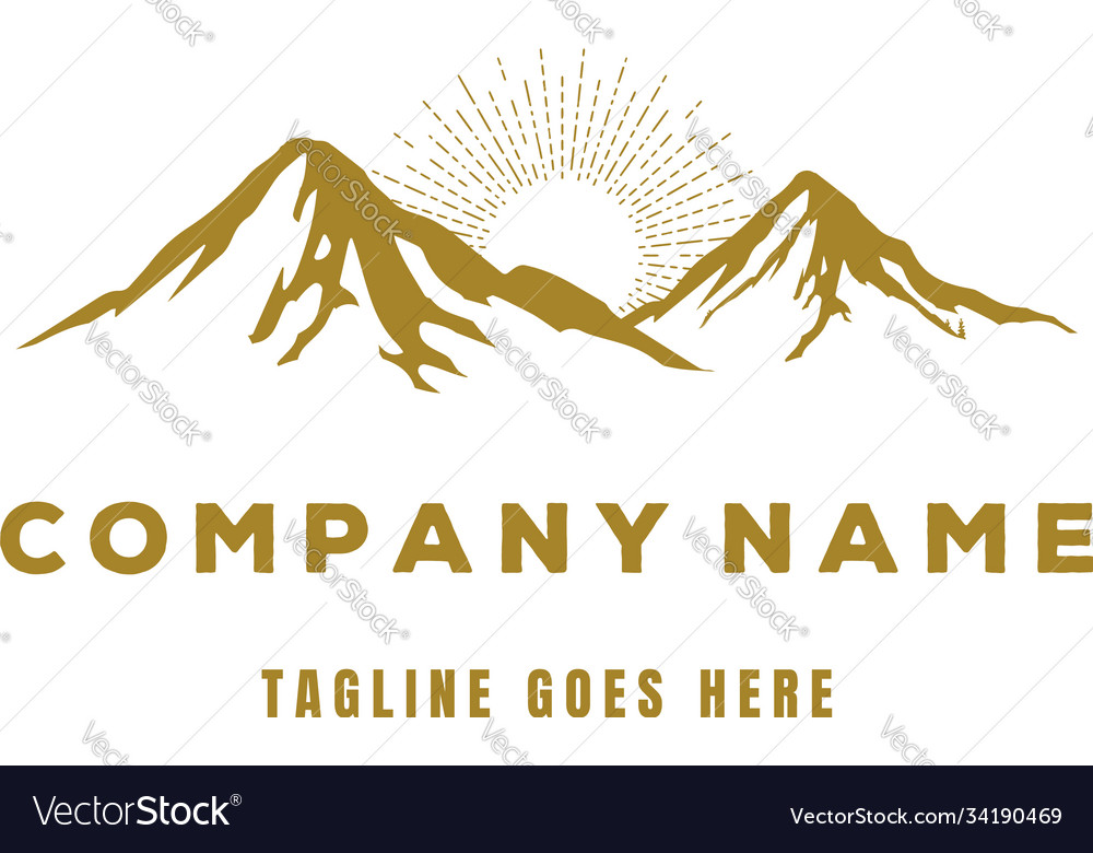 Golden luxury mountain logo design vector image Golden luxury mountain logo design