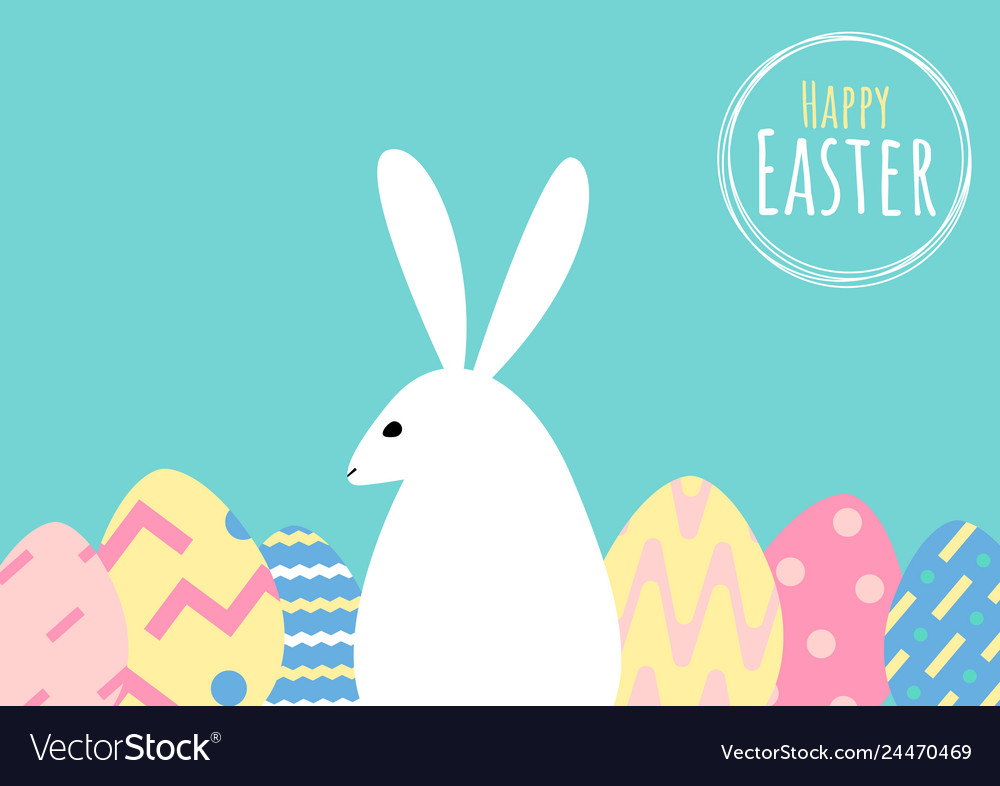 Happy easter greeting card with bunny and egg vector image Happy easter greeting card with bunny and egg