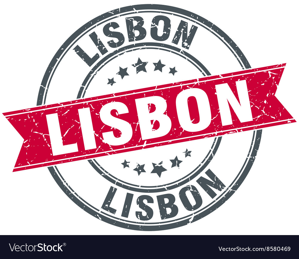 Lisbon red round grunge vintage ribbon stamp Vector Image