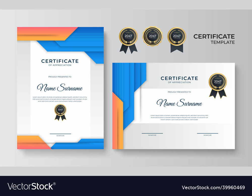 Set certificate template with dynamic Royalty Free Vector