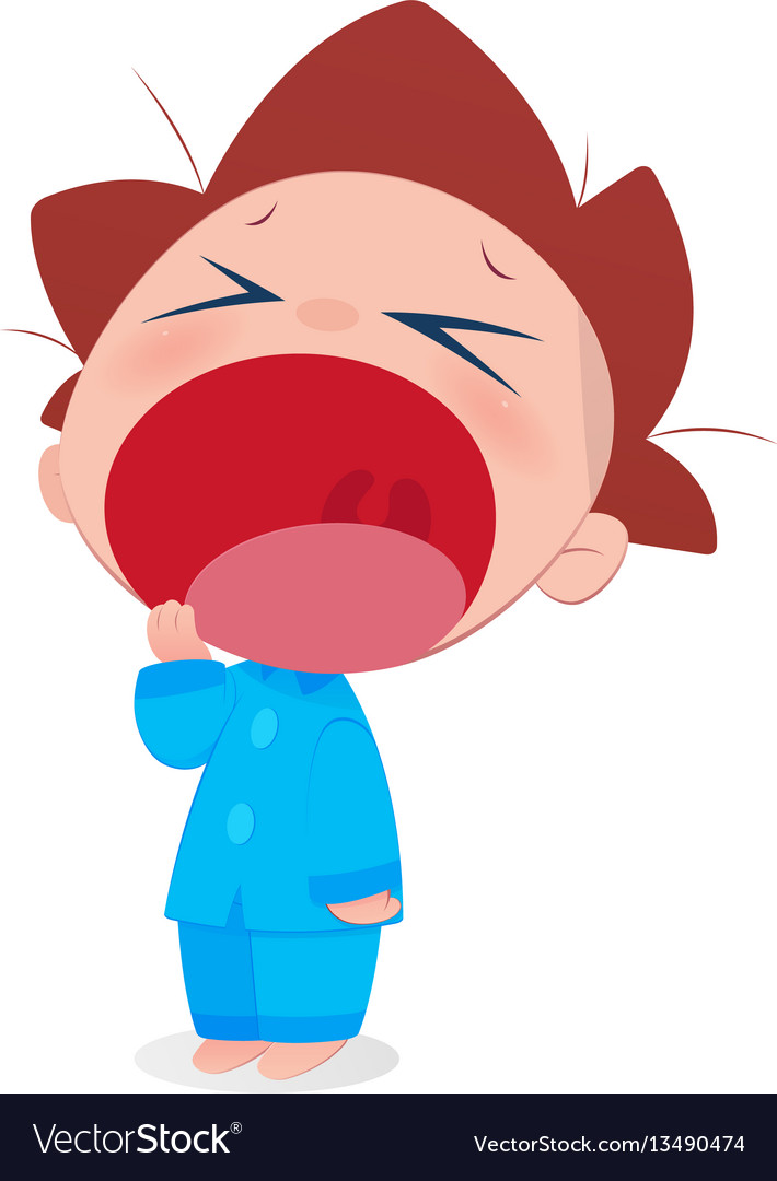 Little boy woke up and yawns Royalty Free Vector Image