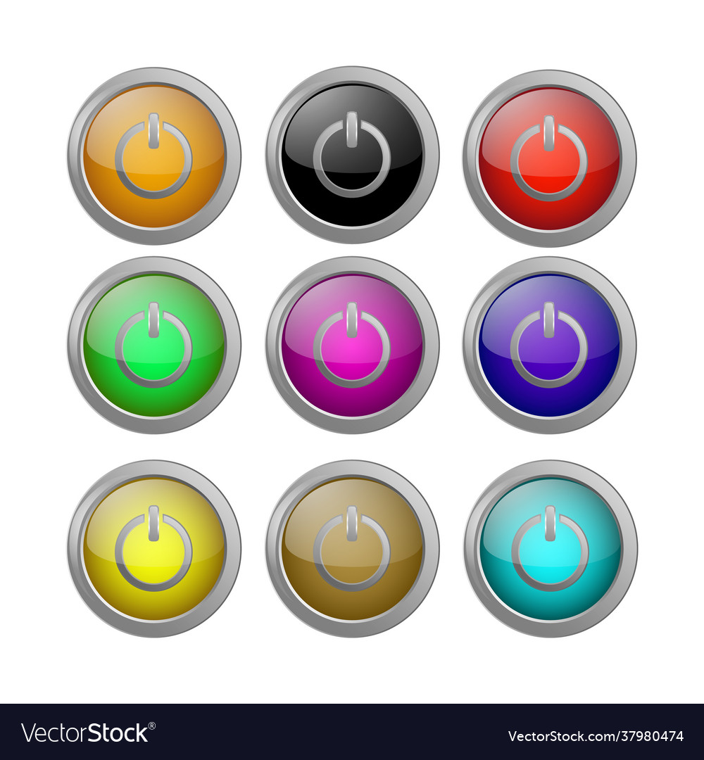 Power buttons off different colors set volume Vector Image