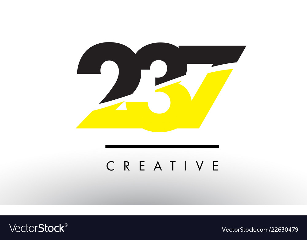 237 black and yellow number logo design Royalty Free Vector