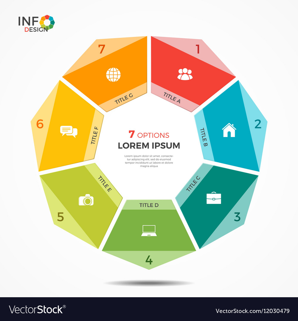 Colorful infographic template with circle chart 7 Vector Image