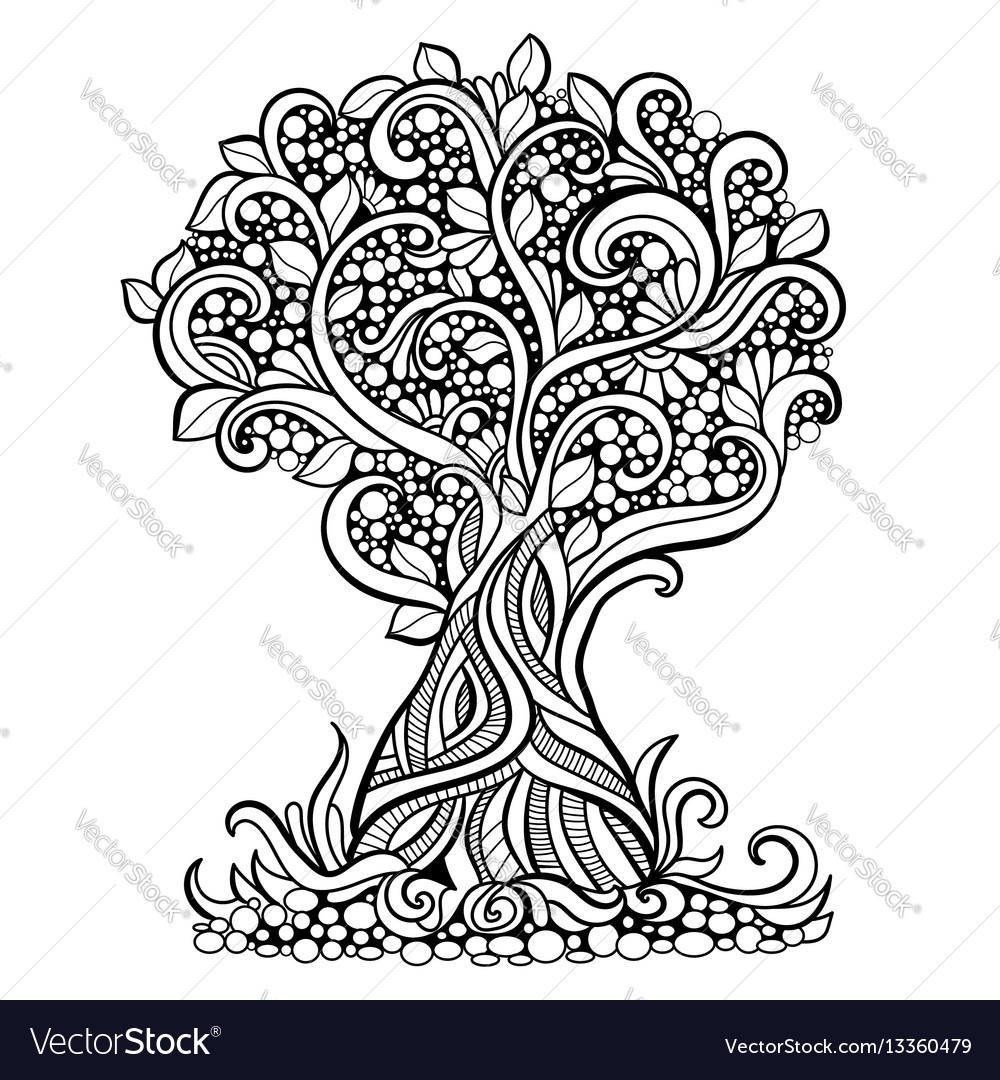 Doodle Art Tree Royalty Free Vector Image Vectorstock