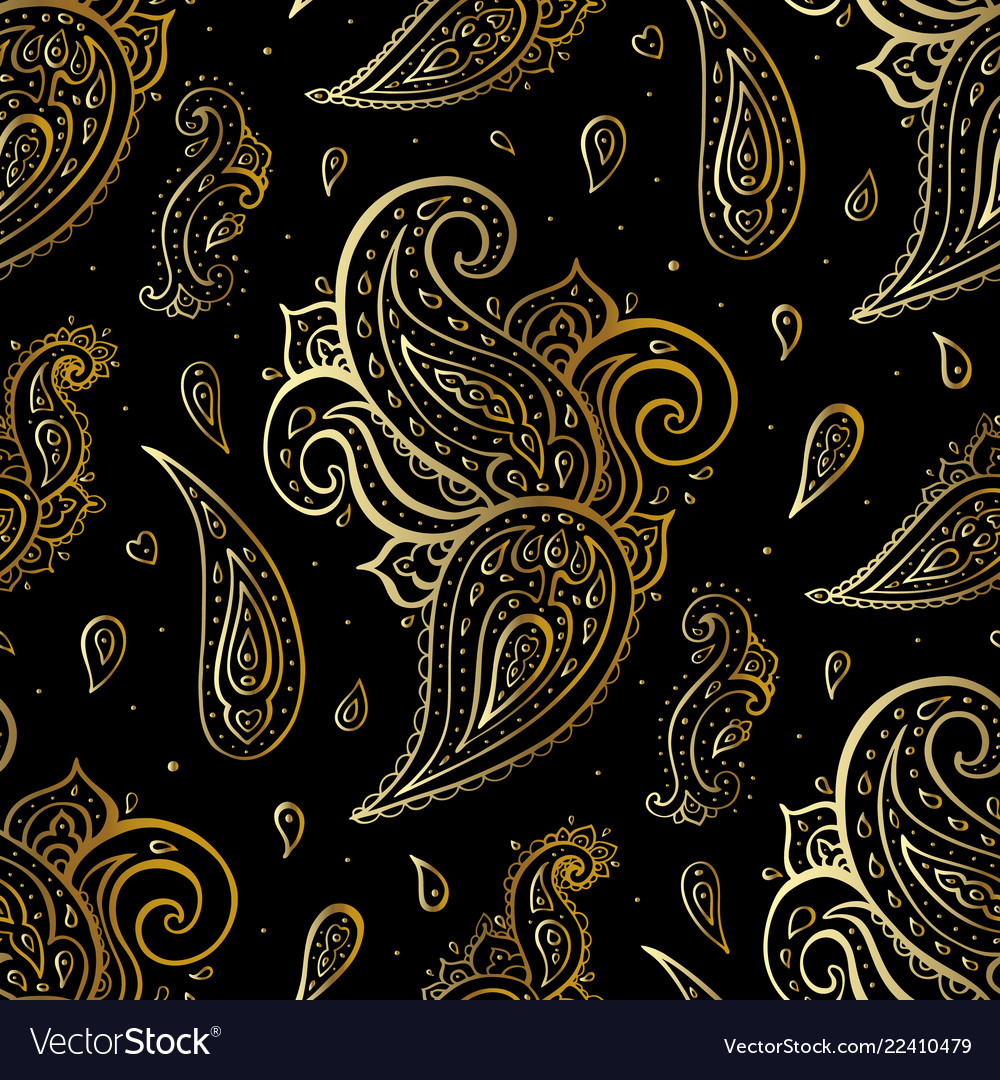 Elegant Hand Drawn Seamless Paisley Pattern Vector Image