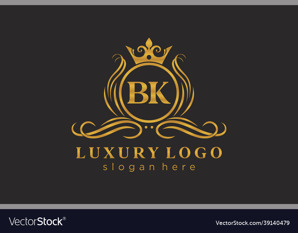 Initial bk letter royal luxury logo template Vector Image