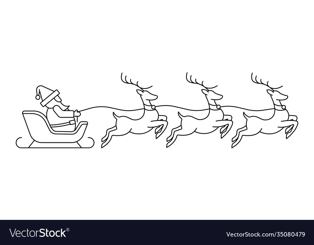 Santa claus on a sleigh with reindeer isolated Vector Image