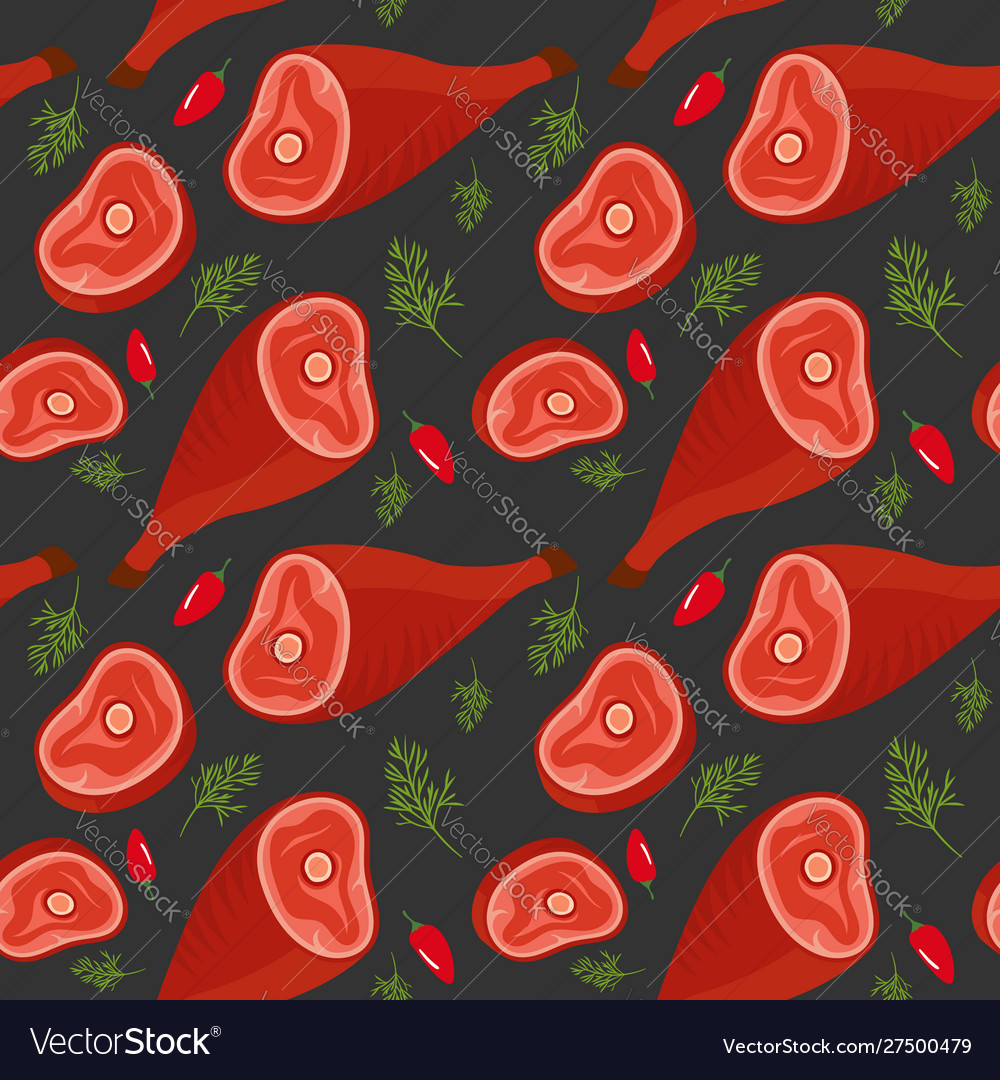 Seamless pattern on dark background with gammon Vector Image