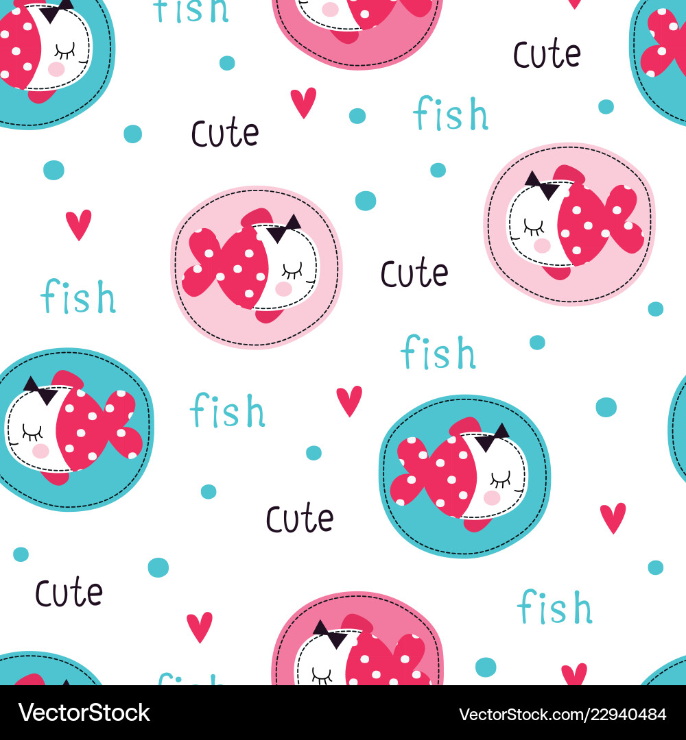 Funny fish seamless pattern Royalty Free Vector Image