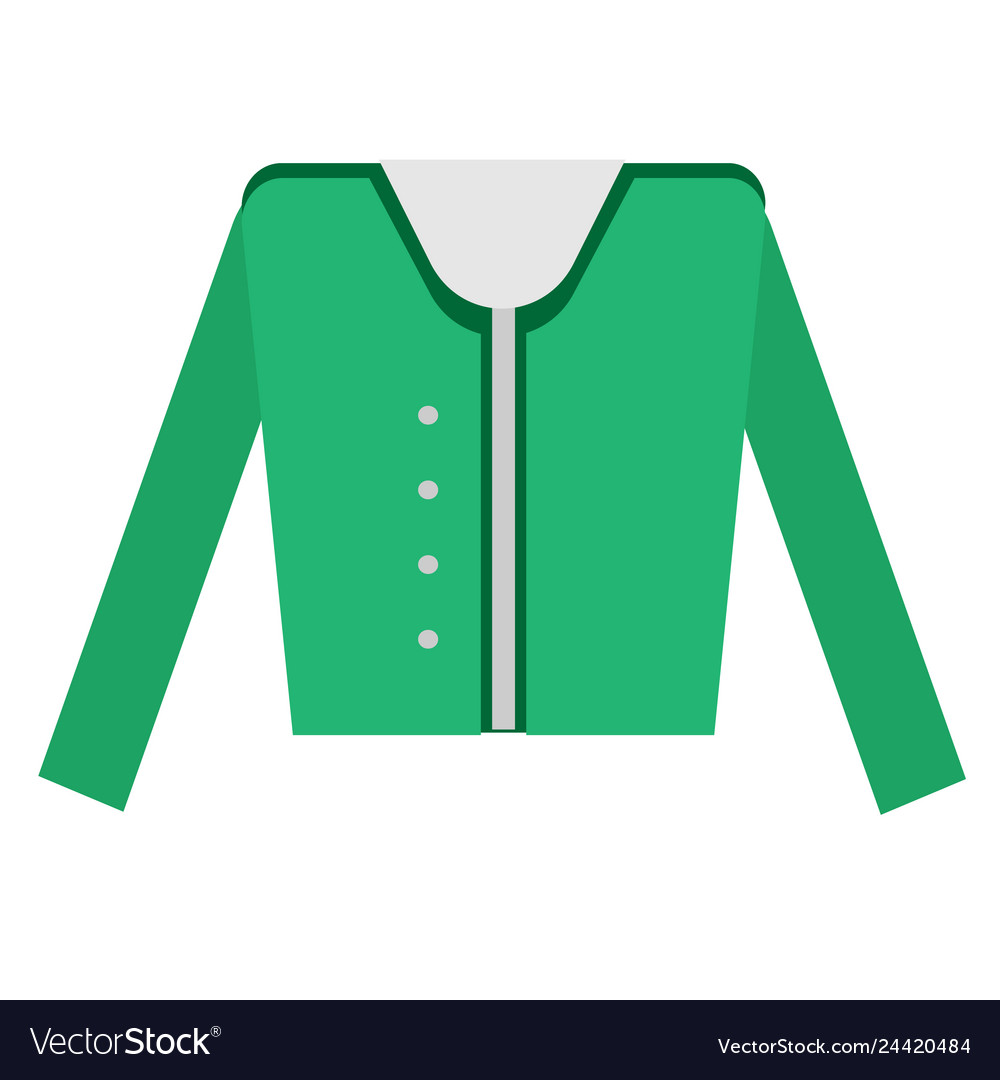 Green jacket flat on white Royalty Free Vector Image