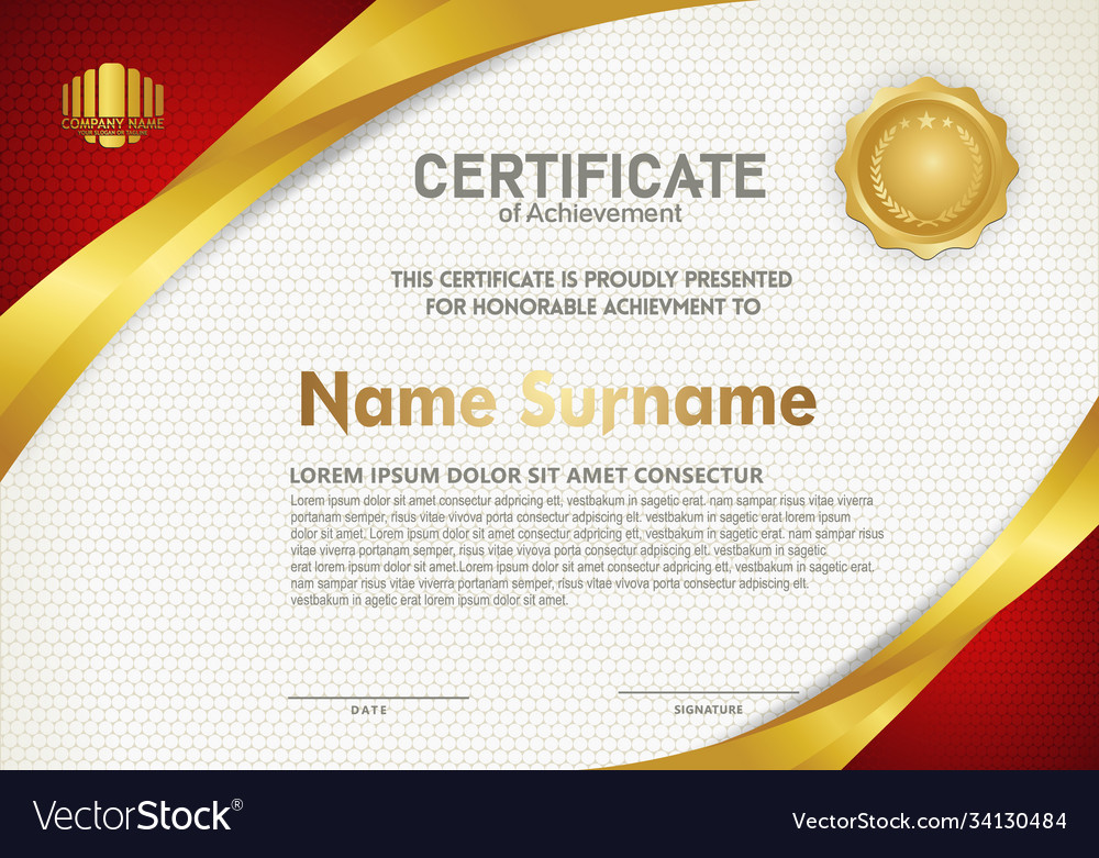 Luxury horizontal certificate template Royalty Free Vector