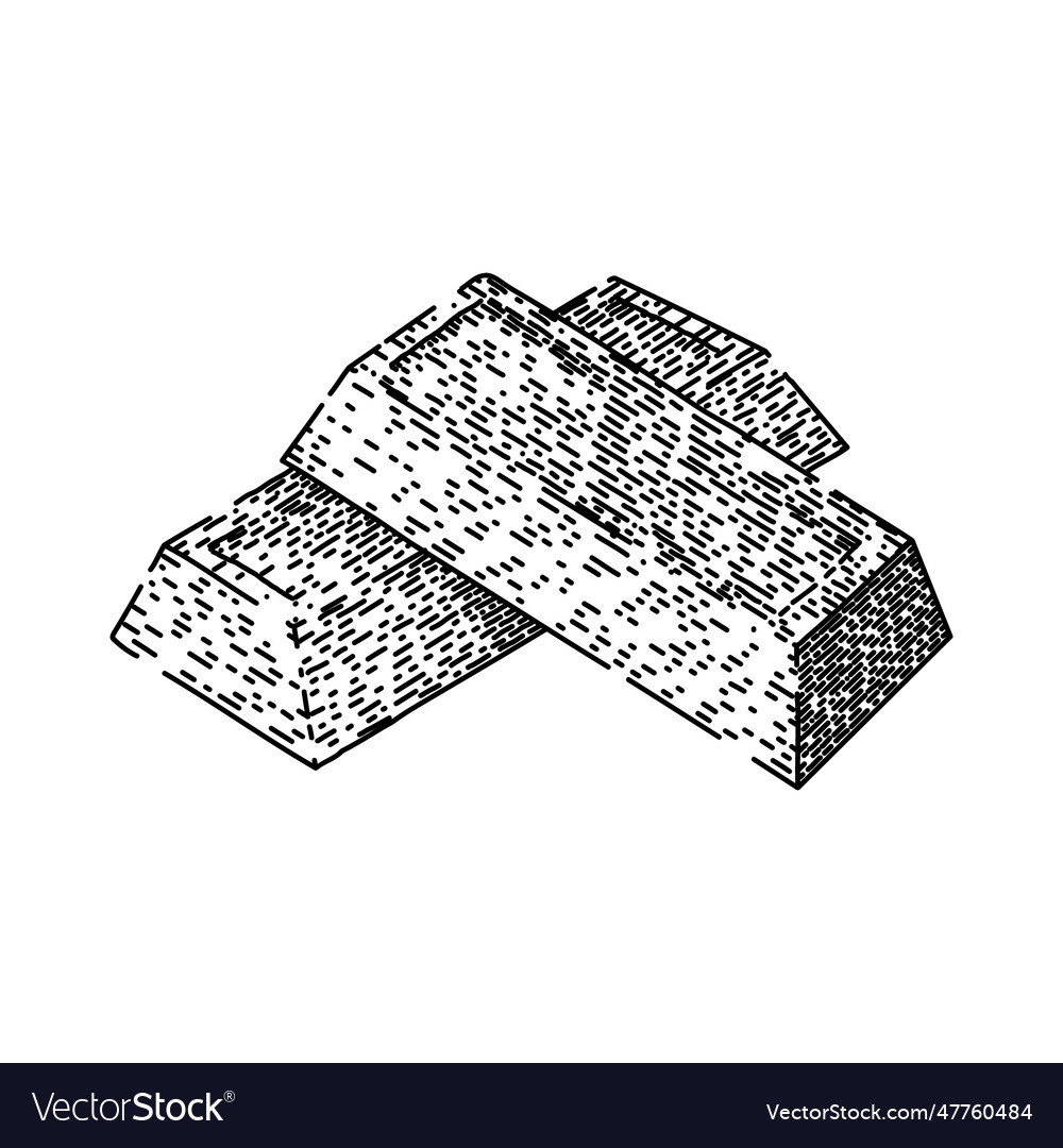 Old treasure gold bar sketch hand drawn Royalty Free Vector