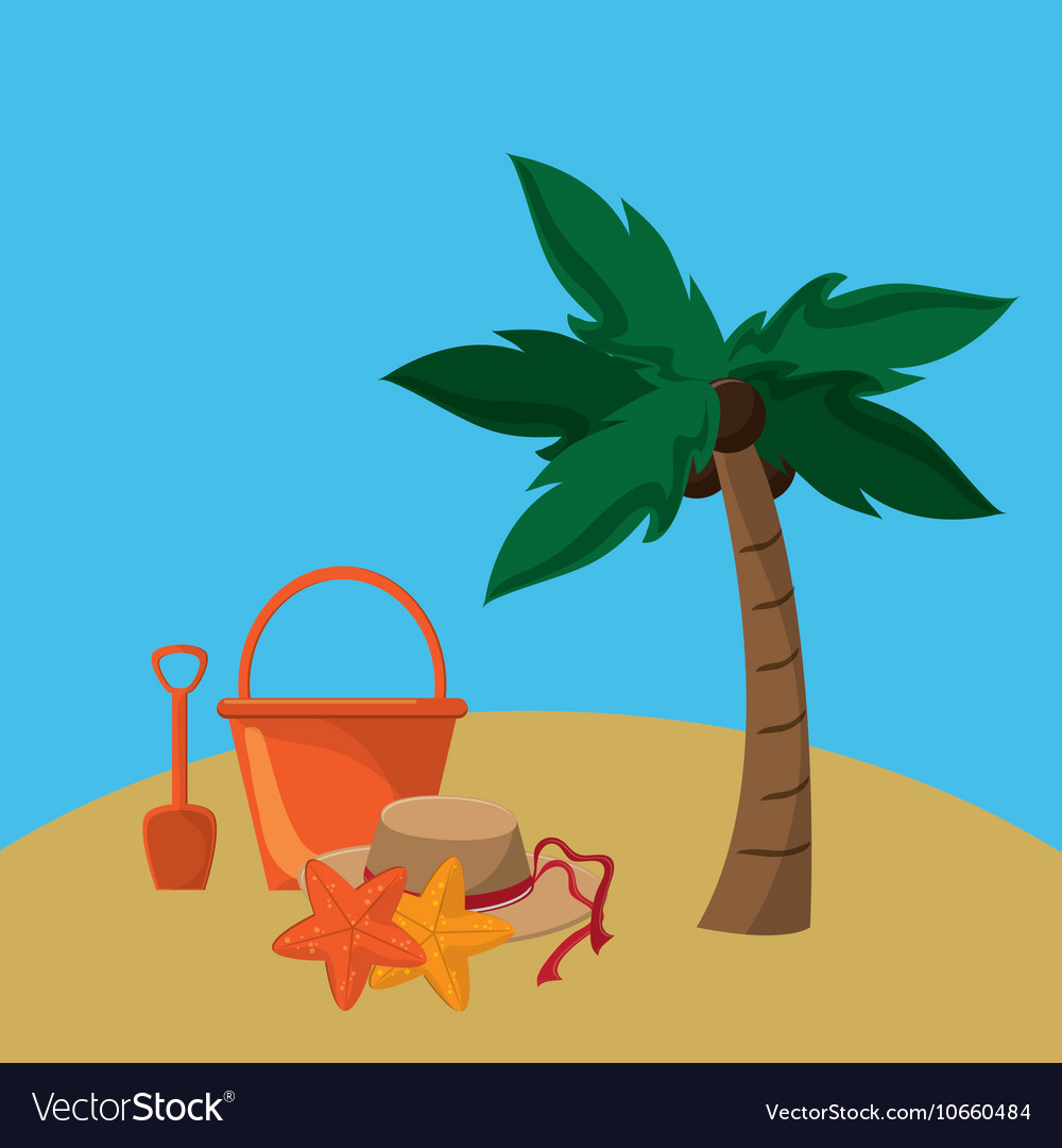 Palm tree with vacation travel icons image Vector Image