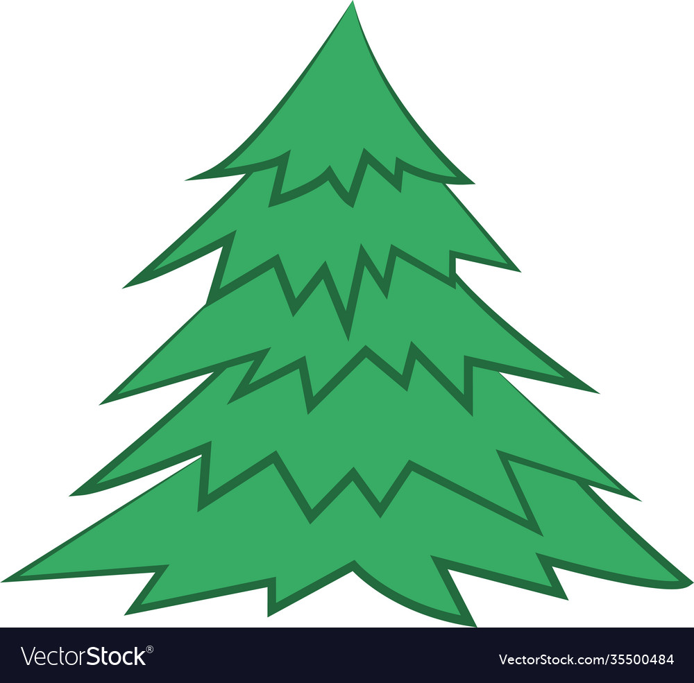 Simple green spruce isolated on white background Vector Image