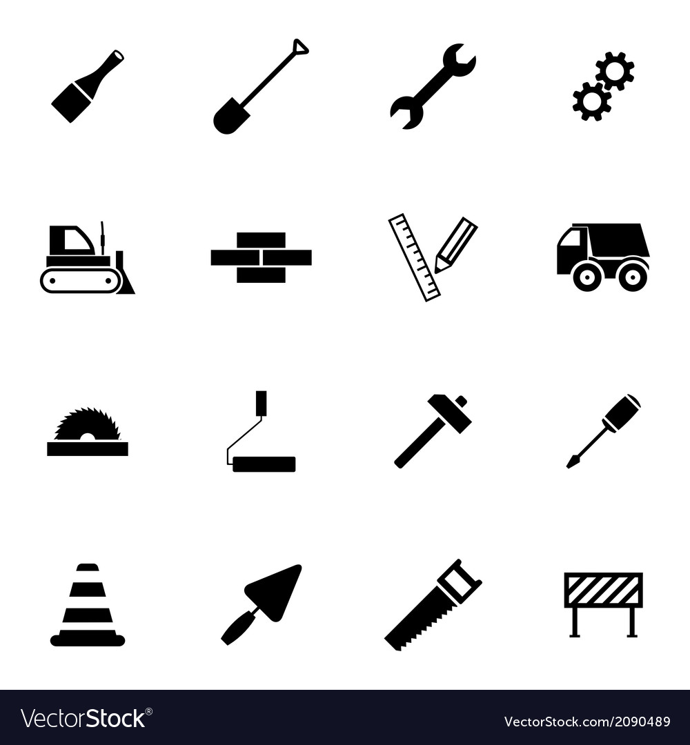 Black construction icons set Royalty Free Vector Image