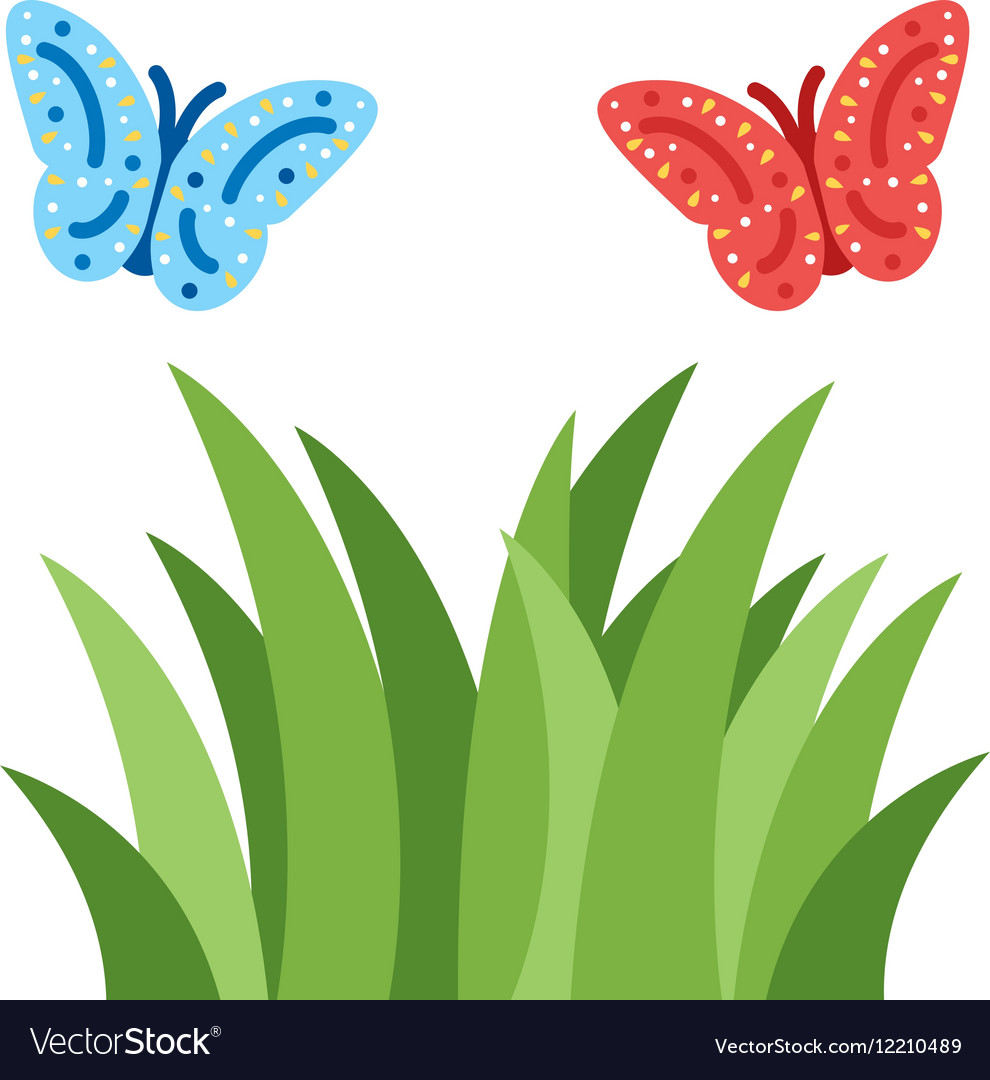 Butterflies over Plants Royalty Free Vector Image