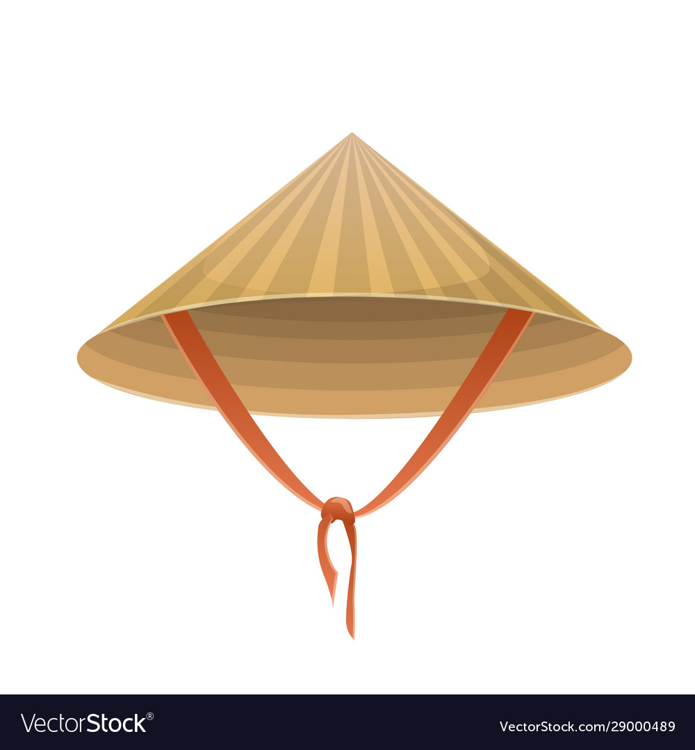 Chinese hat in form a cone with a tie Royalty Free Vector