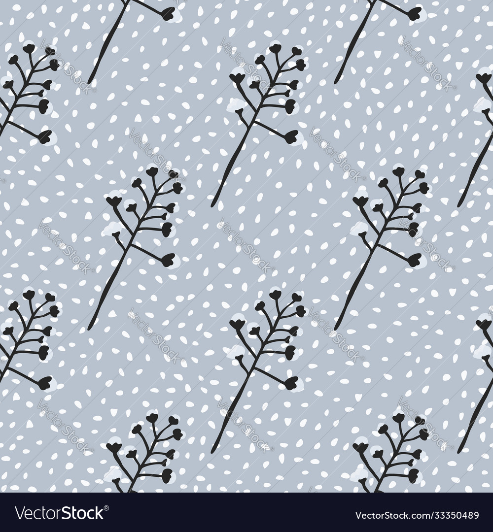 Cotton outline branch silhouette seamless pattern Vector Image