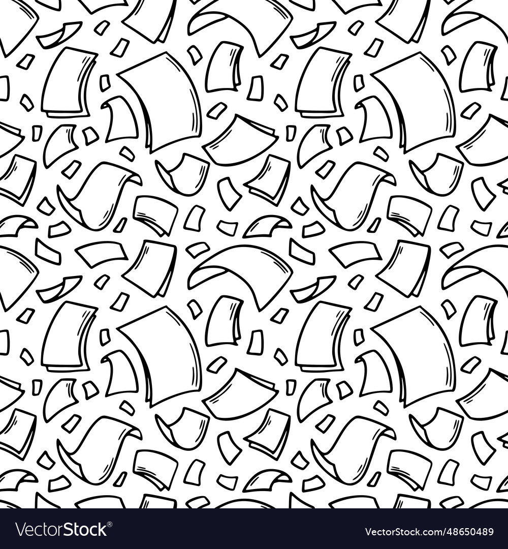 Flying paper sheets seamless pattern in doodle Vector Image