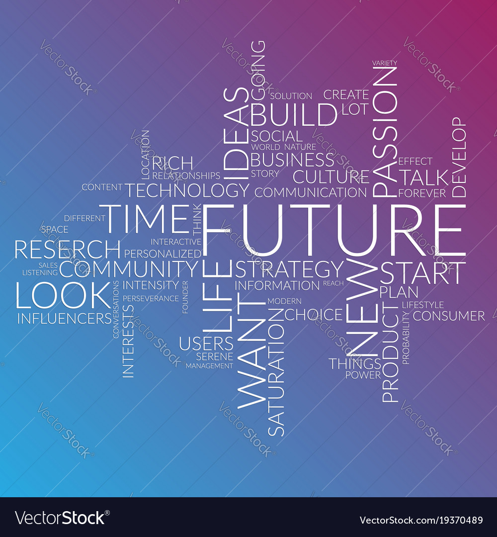 Futuristic Words Cloud About Time Future Life Vector Image