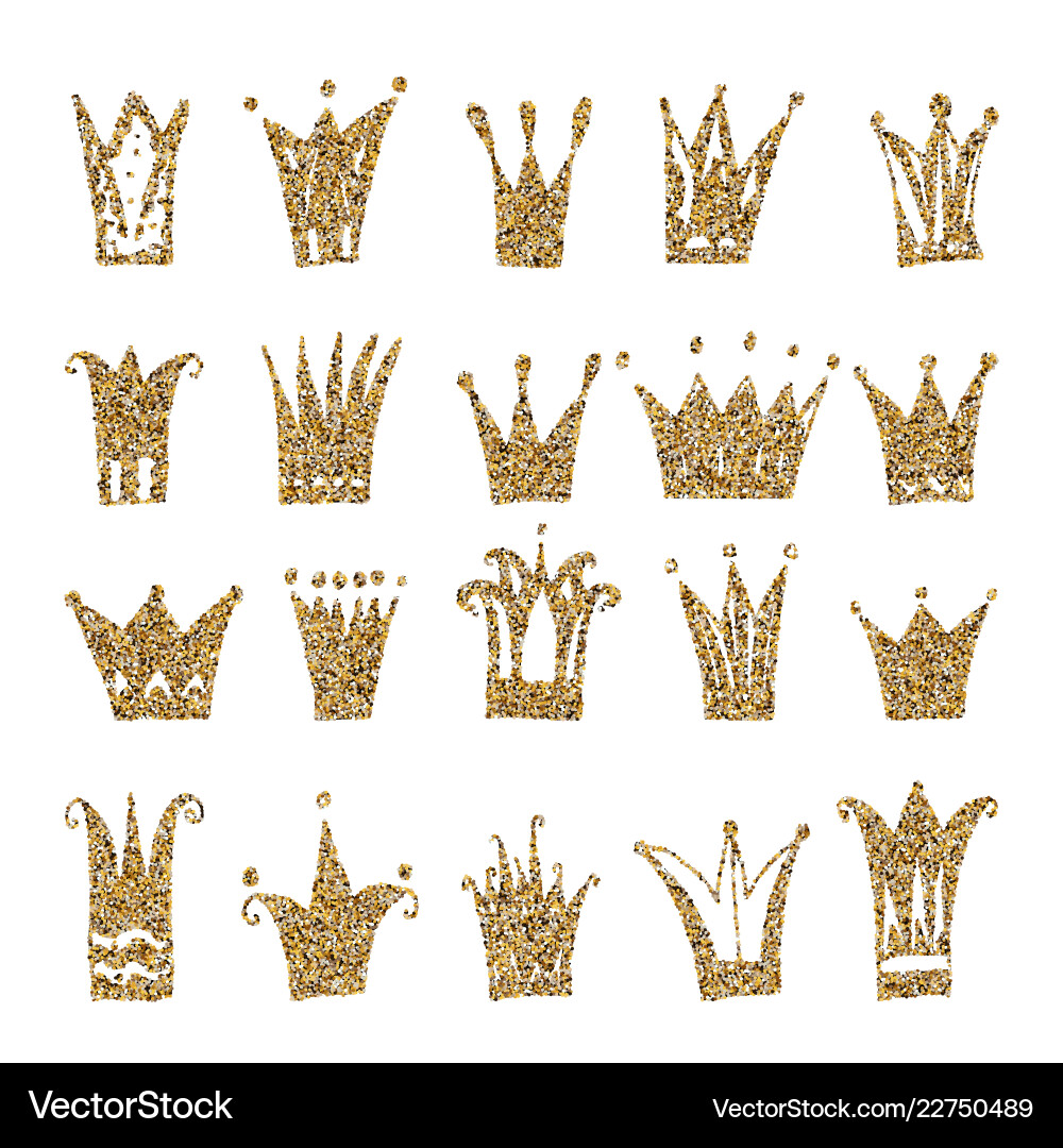 Gold crown set isolated on white background Vector Image