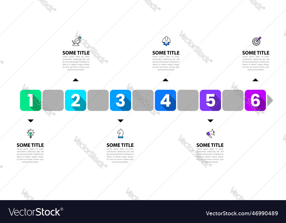 Infographic Template Timeline With 6 Squares Vector Image Infographic Template Timeline With 6 Squares Vector Image