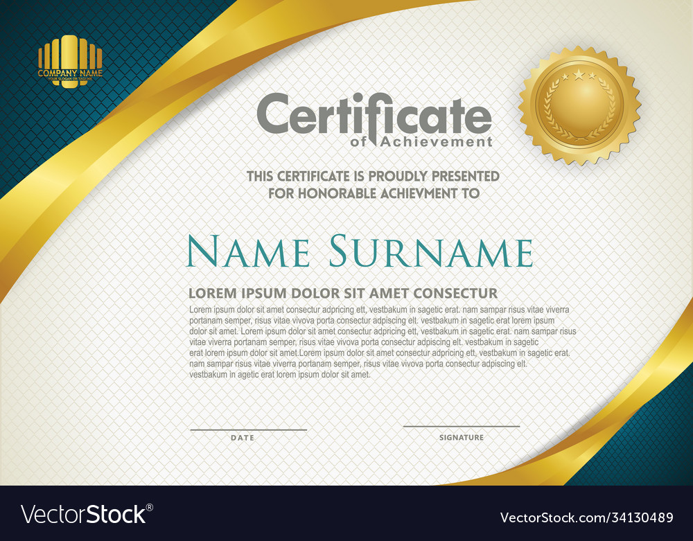 Luxury horizontal certificate template Royalty Free Vector