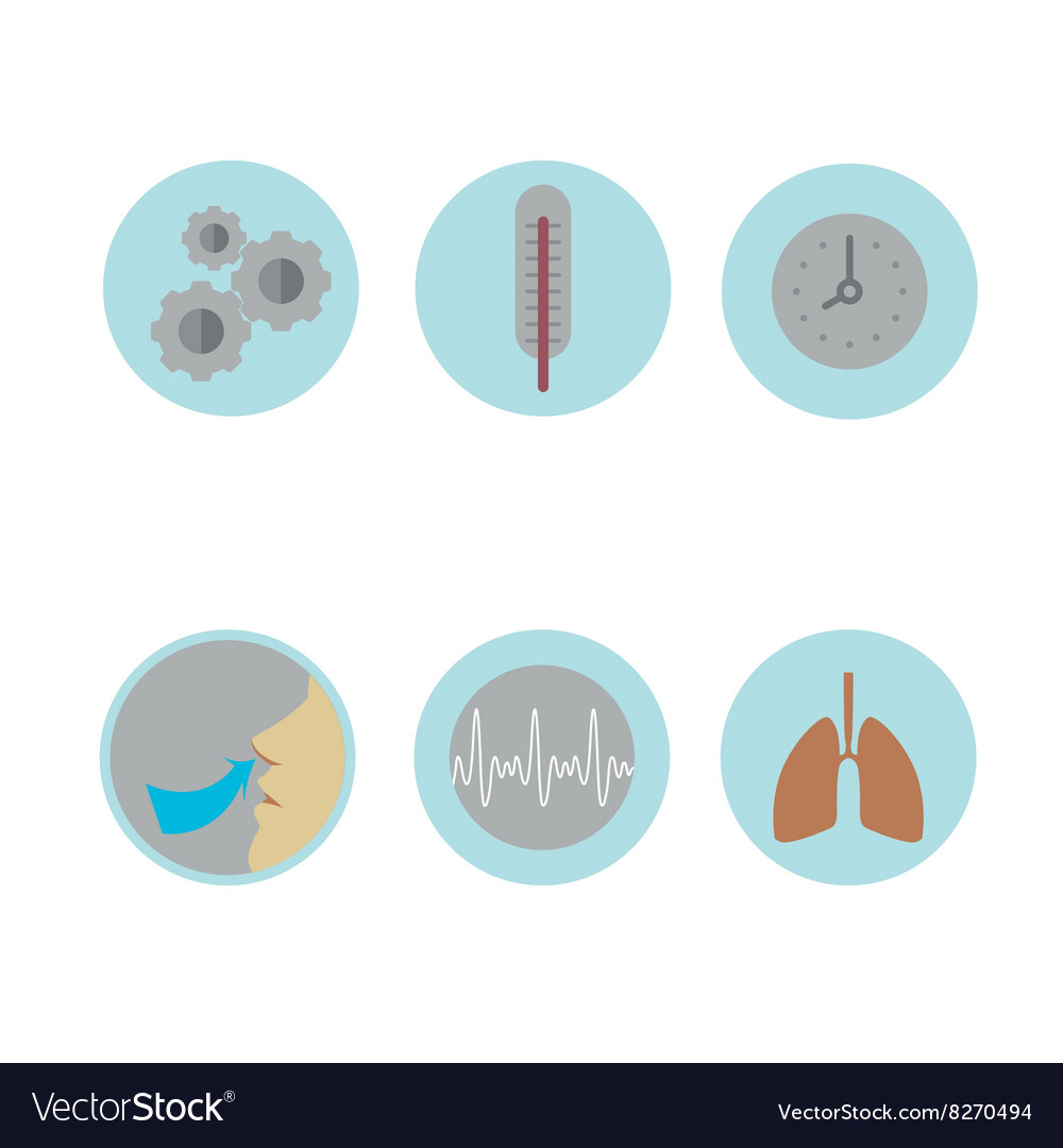 Colored Medical Icons On Theme Respiration Vector Image