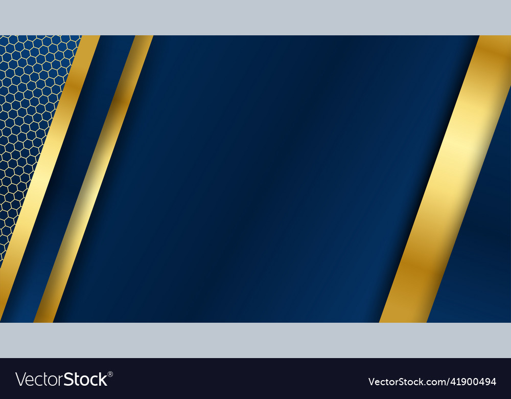 Elegant navy blue gold background with overlap Vector Image