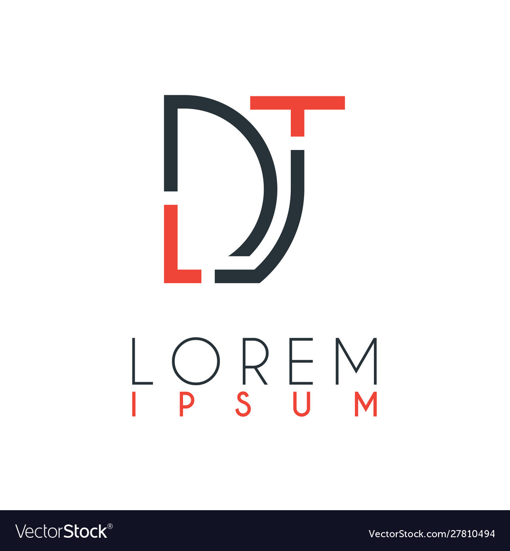 Logo between letter d and t or dt Royalty Free Vector Image