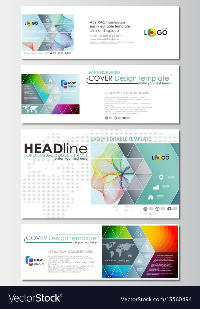 Social Media And Email Headers Set Modern Banners Vector Image