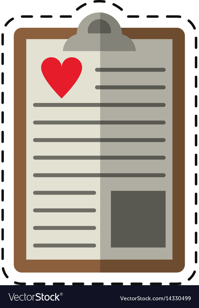 Cartoon clipboard heart report care Royalty Free Vector