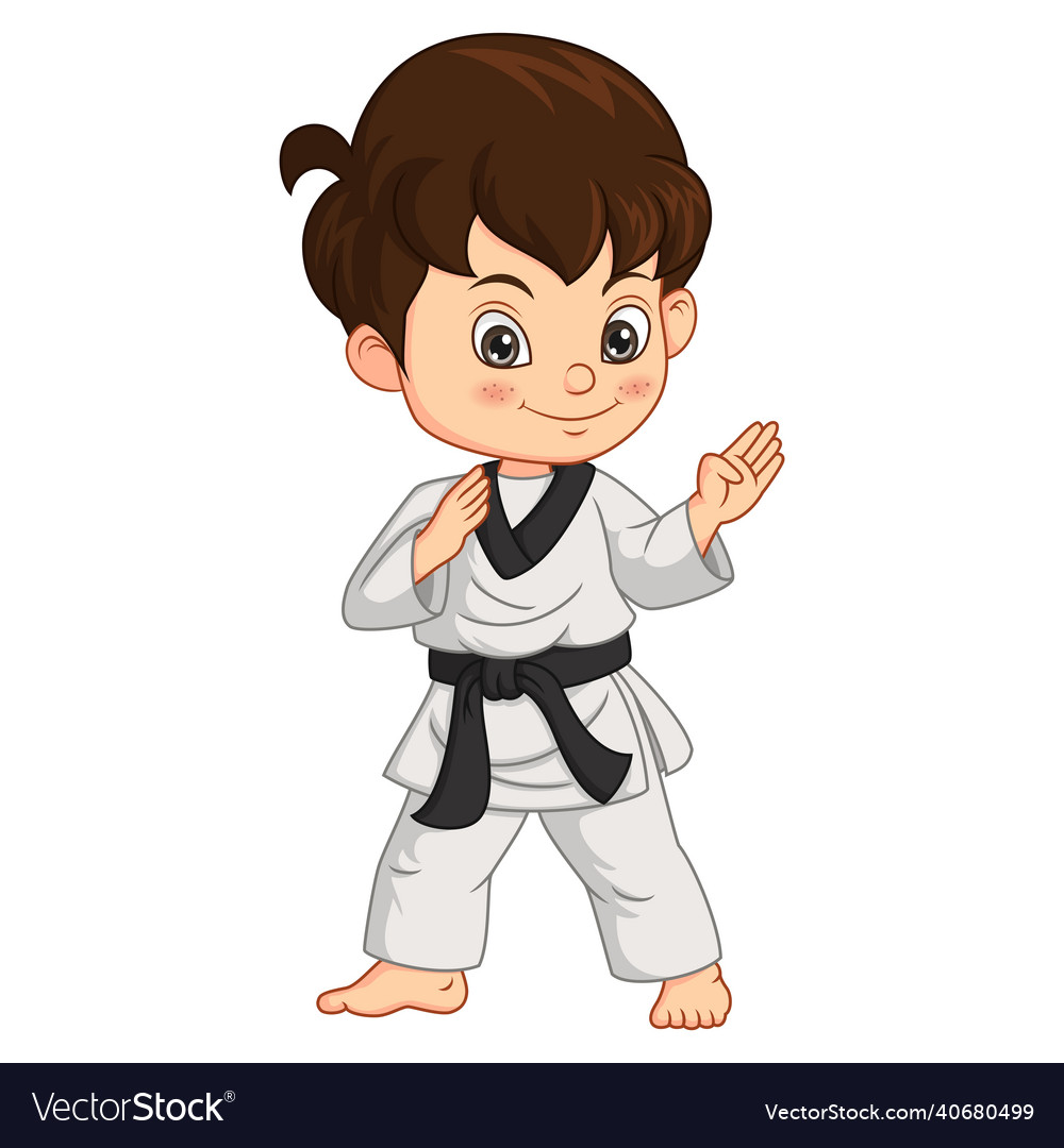 Cartoon Little Boy Practicing Karate Royalty Free Vector 3914