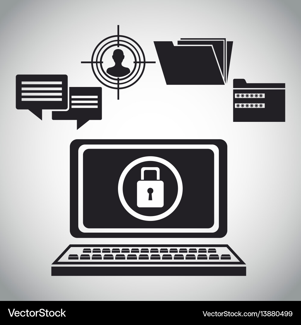 Computer data protection padlock Royalty Free Vector Image