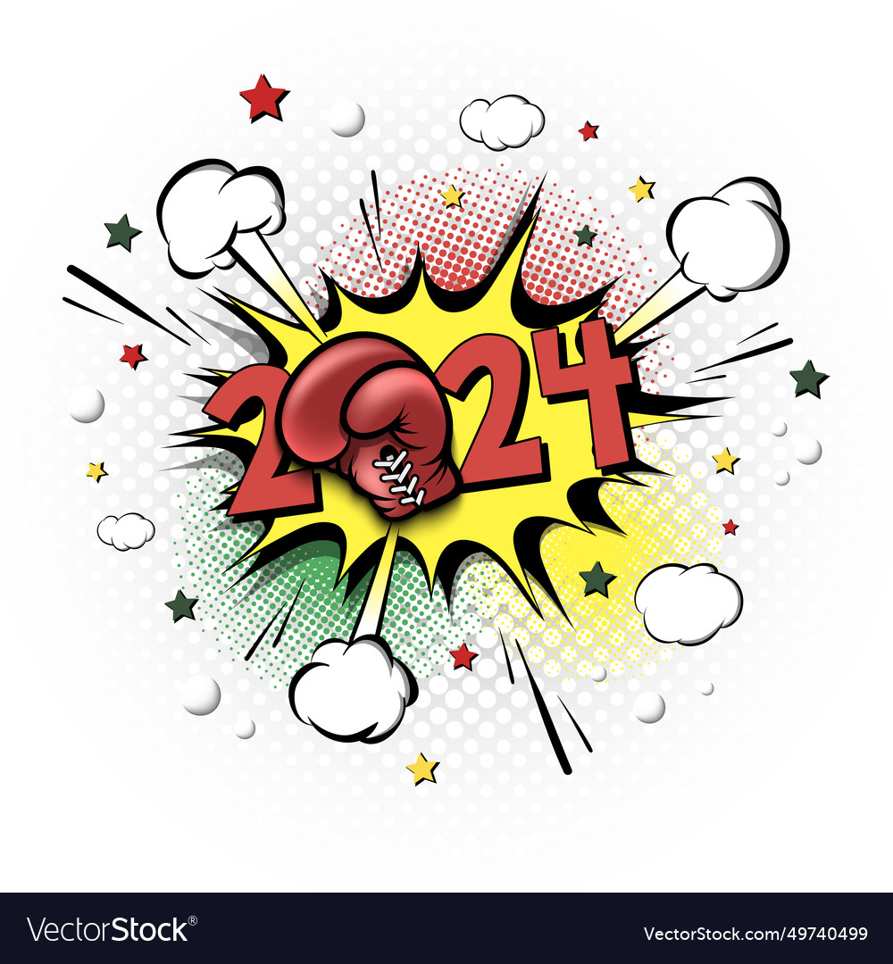 Happy new year 2024 and boxing glove Royalty Free Vector