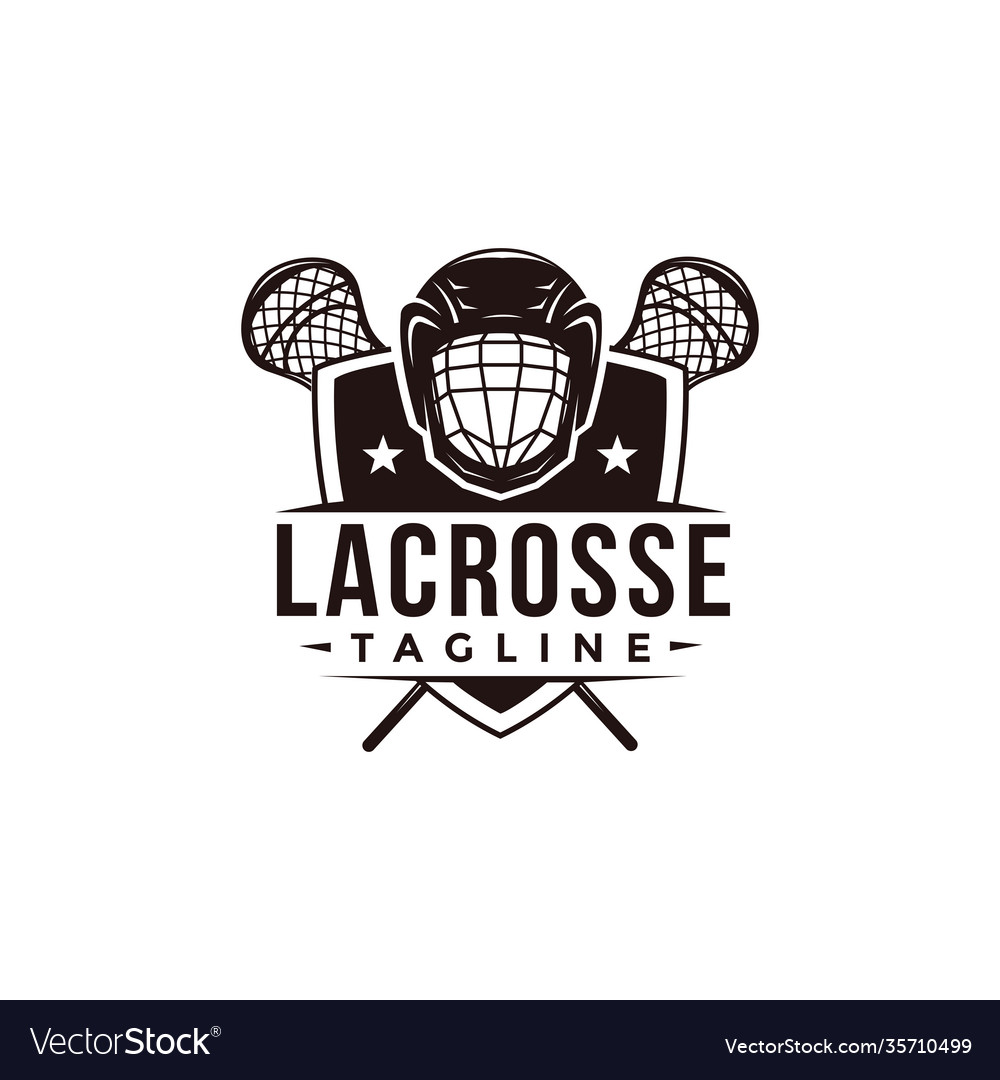 Vintage seal badge lacrosse sport logo Royalty Free Vector